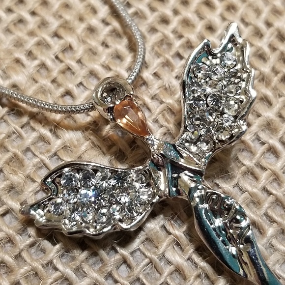Silver Crystal Angel Necklace - Picture 3 of 7